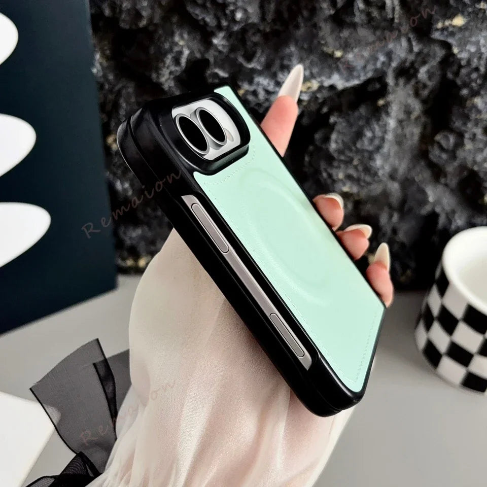 Cyan Leather MagSafe RingCase for iPhone Duo