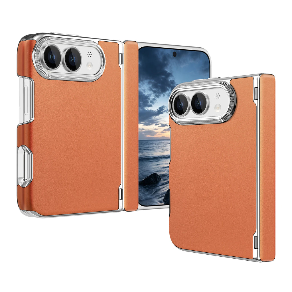 Orange Leather MagSafe Case for iPhone Duo