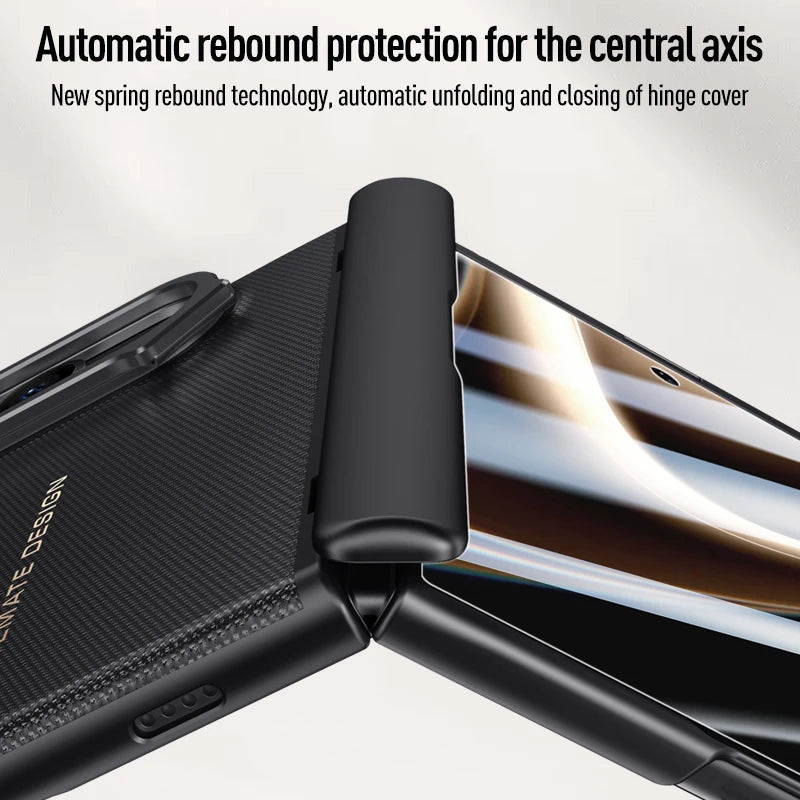 Black Matte Leather MagSafe Hinge Protection Case for iPhone Duo