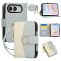 Light Blue Crossbody Wallet Case for iPhone Duo