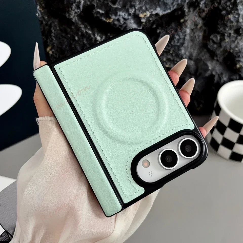 Cyan Leather MagSafe RingCase for iPhone Duo