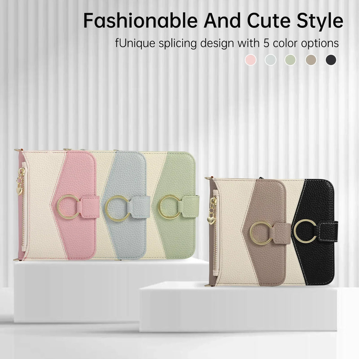 Green Crossbody Wallet Case for iPhone Duo