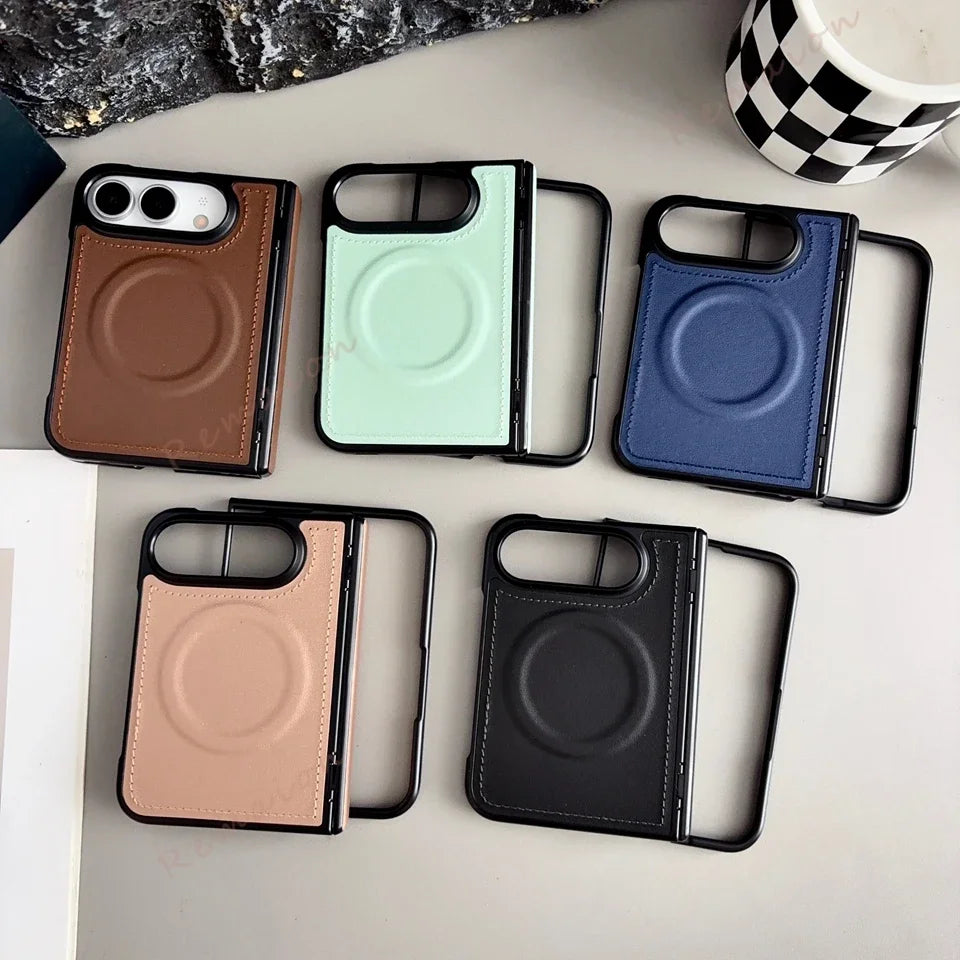 Blue Leather MagSafe Ring Case for iPhone Duo