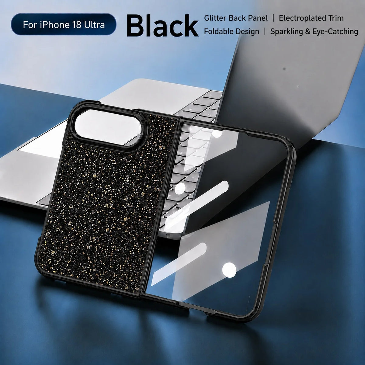 Black Starry Glitter Case for iPhone Duo