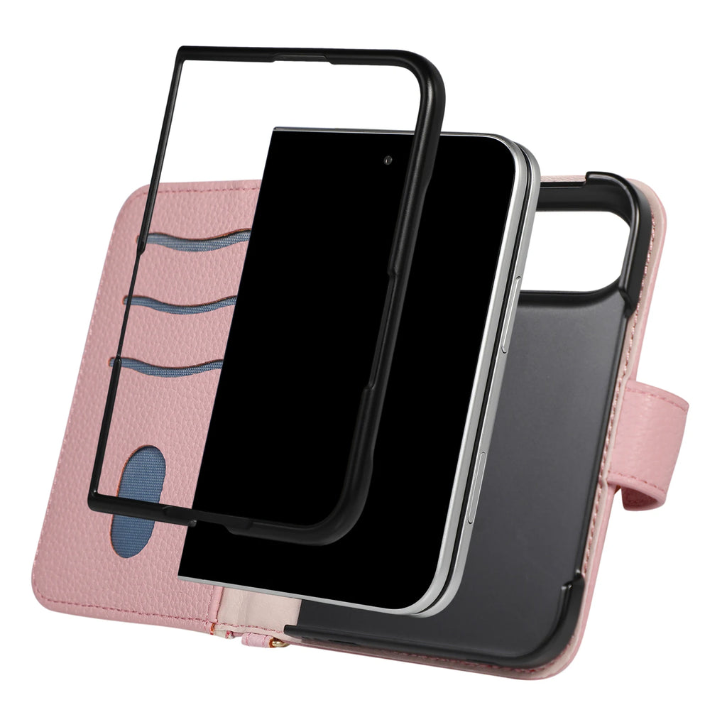 Pink Crossbody Wallet Case for iPhone Duo