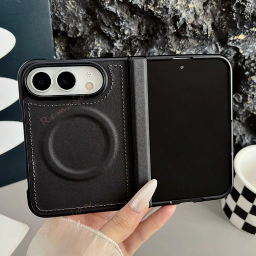 Black Leather MagSafe Ring Case for iPhone Duo