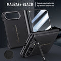 Black Matte Leather MagSafe Hinge Protection Case for iPhone Duo
