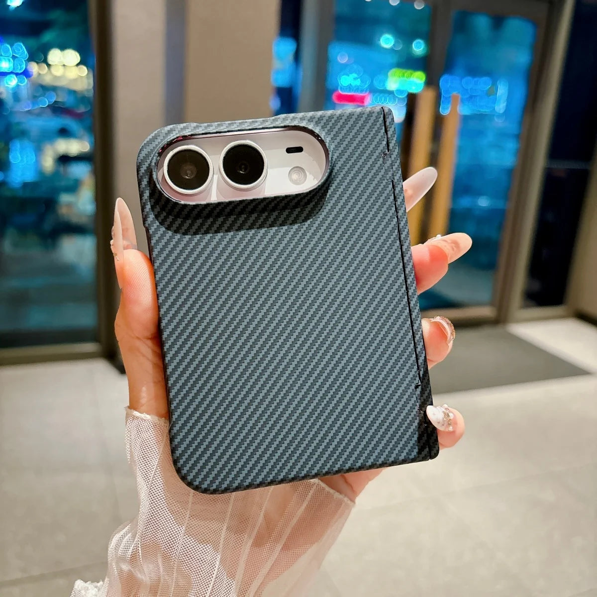 Carbon Fiber MagSafe Hinge Protection Case for iPhone Duo