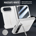 White Matte Leather MagSafe Hinge Protection Case for iPhone Duo
