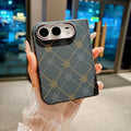 Grey Carbon Fiber MagSafe Hinge Protection Case for iPhone Duo