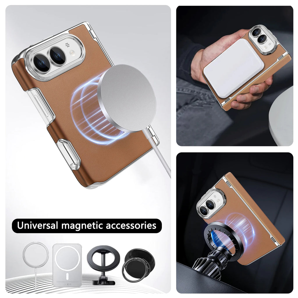 Brown Leather MagSafe Case for iPhone Duo
