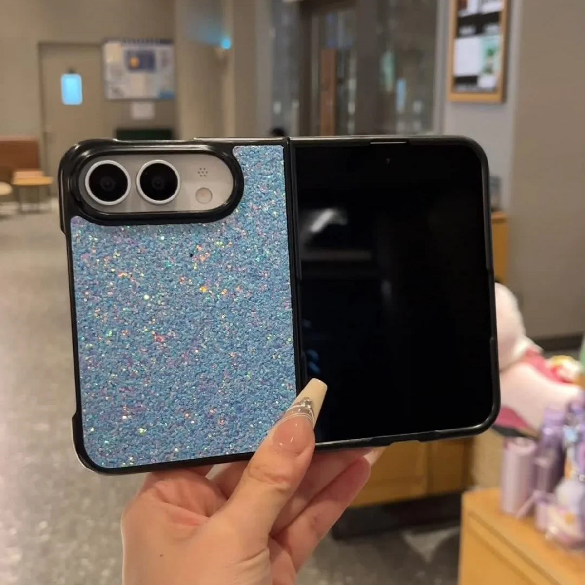 Blue Starry Glitter Case for iPhone Duo