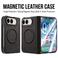 Black Leather MagSafe Ring Case for iPhone Duo