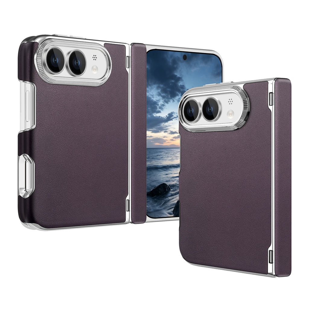 Dark Purple Leather MagSafe Case for iPhone Duo
