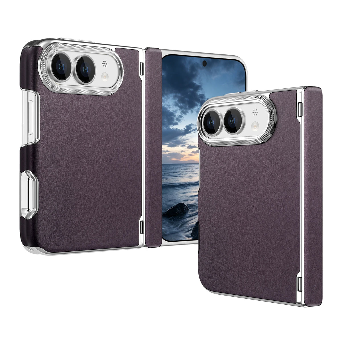 Dark Purple Leather MagSafe Case for iPhone Duo
