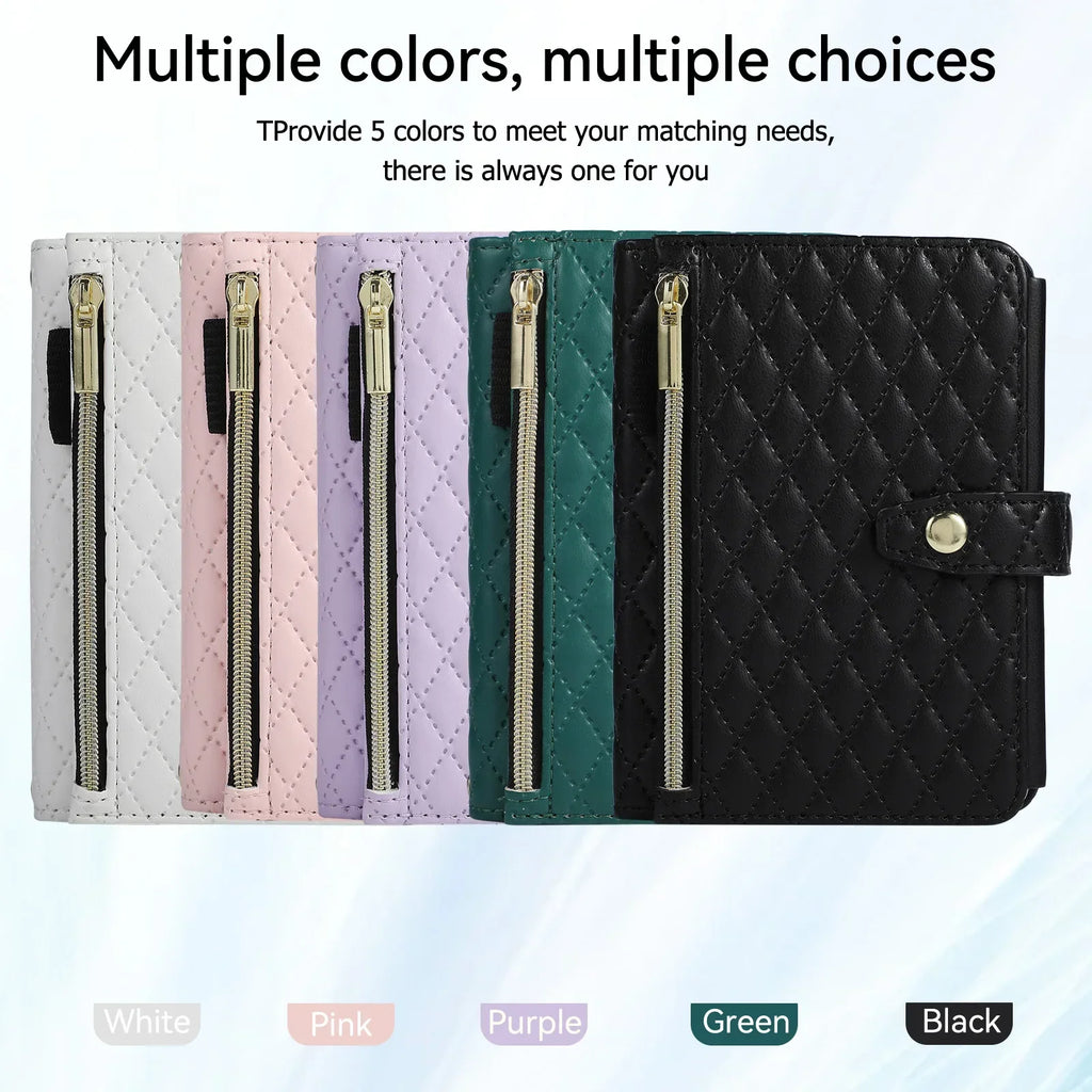 Green Quilted Crossbody Wallet Case for iPhone Duo