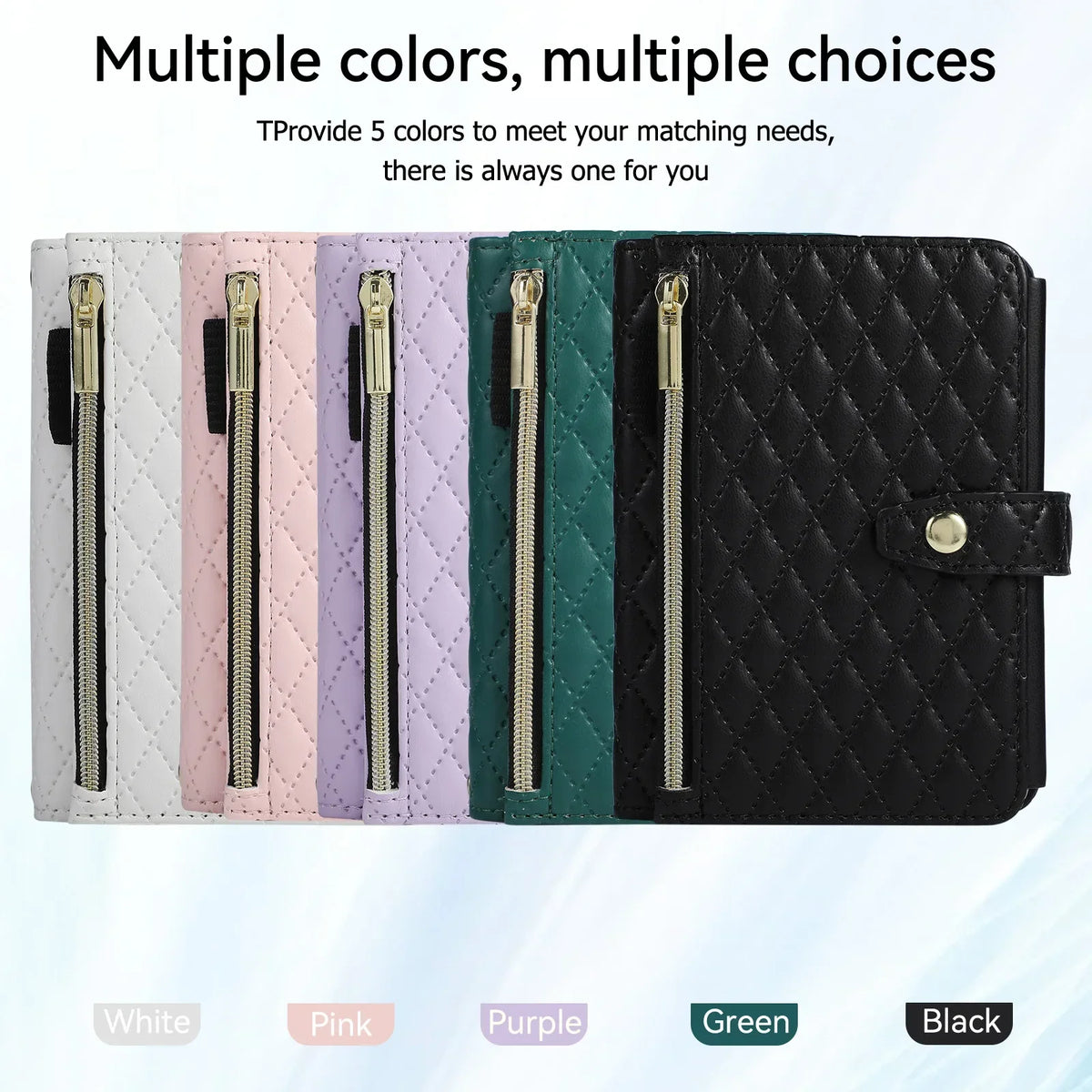 Green Quilted Crossbody Wallet Case for iPhone Duo