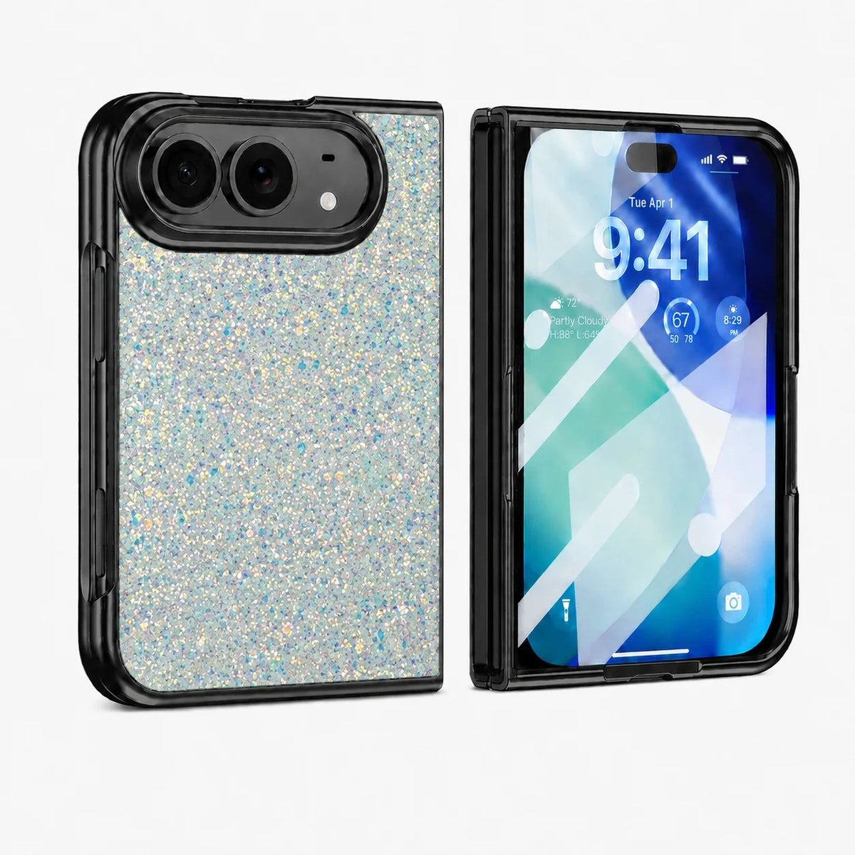 White Starry Glitter Case for iPhone Duo