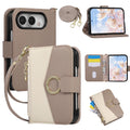 Coffee Crossbody Wallet Case for iPhone Duo