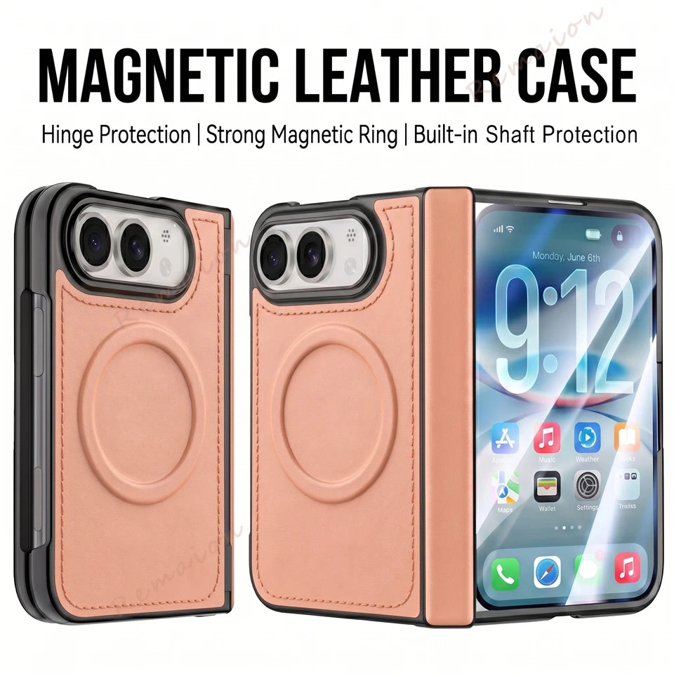 Pink Leather MagSafe Ring Case for iPhone Duo