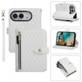 White Quilted Crossbody Wallet Case for iPhone Duo